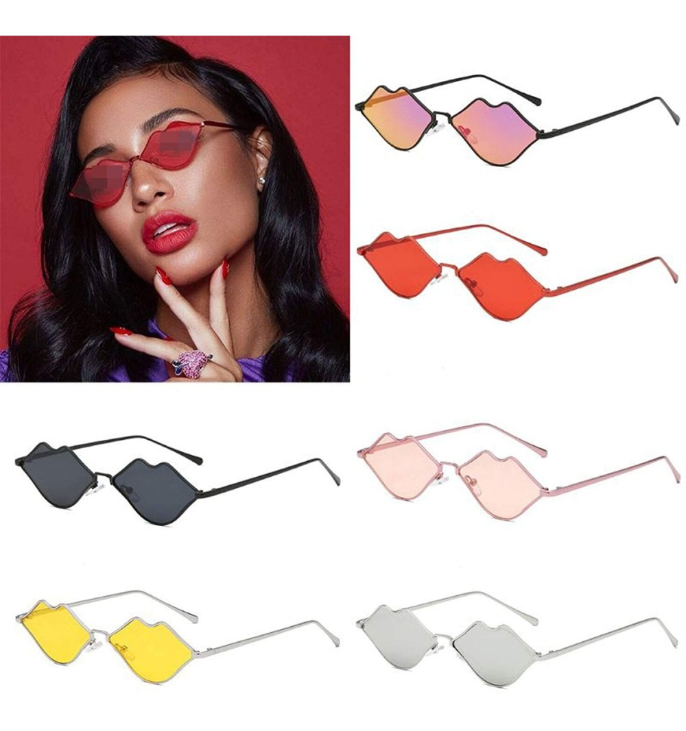 Sunglasses Women Sexy Mouth Sun Glasses Clear Color Metal Frame Eyewear ...