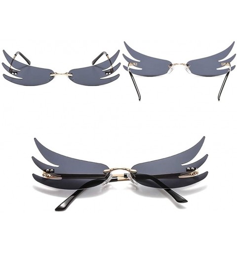Wing Rimless Sunglasses for Women Sun Glasses Unique Eyeglasses UV400 ...