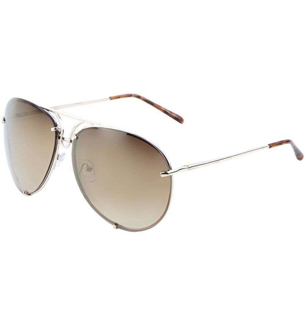 Large Rimless Aviator Sunglasses Mirror Lens Runway Fashion Mens Womens ...