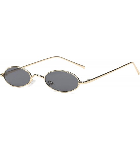Oval Slim Retro Vintage Metal Small Round Oval Sunglasses - Black - CH18I9OZC6K $7.85