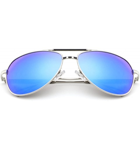 Aviator Aviator Sunglasses - Polarized Sunglasses- Sunglasses - UV 400 - Silver/Blue Mirror - CH183K8HNT3 $29.27