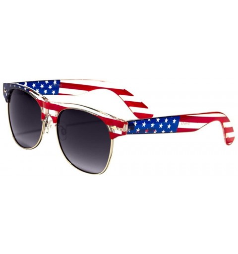 Classic American Patriot Flag Sunglasses USA Half Rim Round - Gray Lens ...