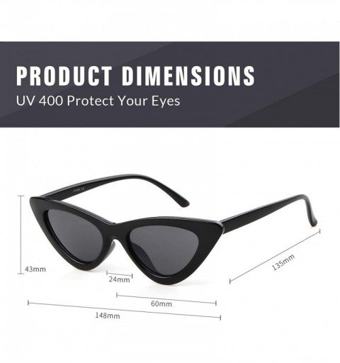 Goggle Retro Vintage Cateye Sunglasses for Women Clout Goggles Plastic Frame Glasses - Polarized Lens Glossy Black Frame - C3...