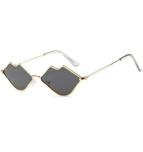 Wayfarer Lip Shape Retro Kiss Sunglasses Women Sun Glasses Alloy Mirror Sunglasses 100% UV400 Polarized Lenses - Gd007-3 - CP...