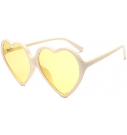 Rimless Fashion Women Unisex Heart-shaped Shades UV Mirror Sunglasses Eyewear - Yellow - CJ18Q3T5QA7 $9.50