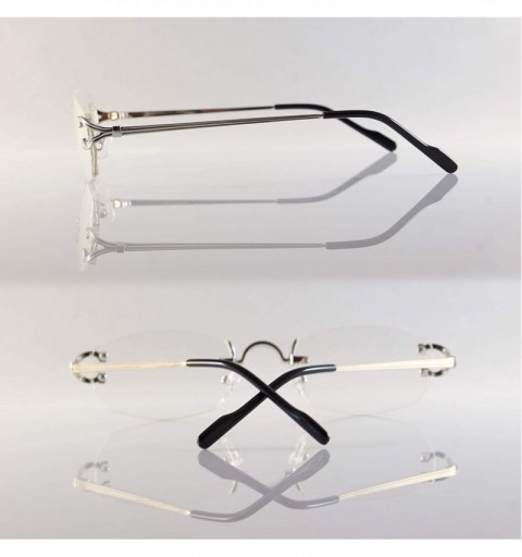 Rectangular Unique Hexagon Rectangular Slim Rimless Eyeglasses A259 - Silver Clear - C218OWADWYI $18.55