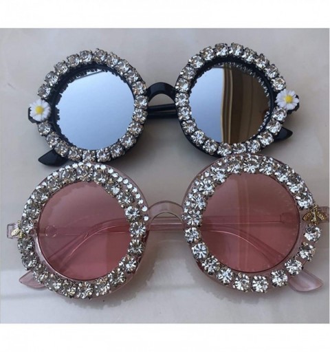 Round Round Women Sparkling Crystal Diamond Sunglasses Thick Frame - C6 - CV18XI3747S $15.02