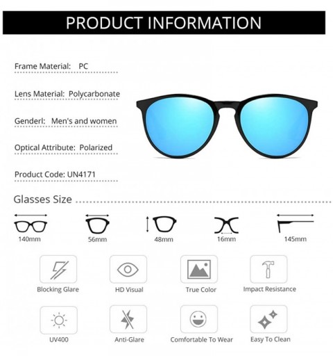 Square Classic Sunglasses Polarized Protection Mirrored - Black/Blue - CZ18T85HMA6 $11.22