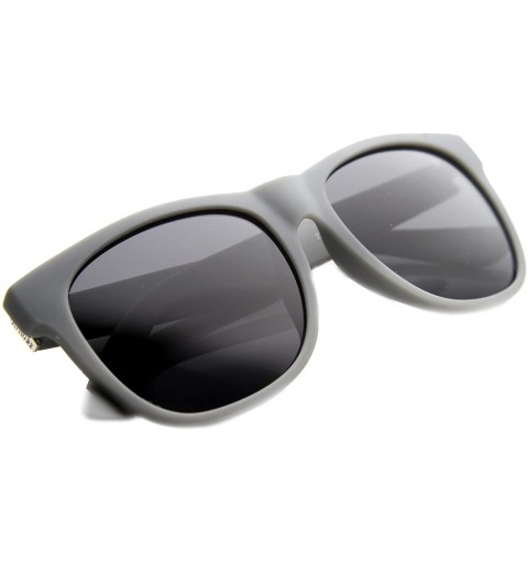Wayfarer Designer Inspired Basic Shape Super Horn Rimmed Sunglasses (Rubber Smoke) - CQ11V7IKG4B $10.44