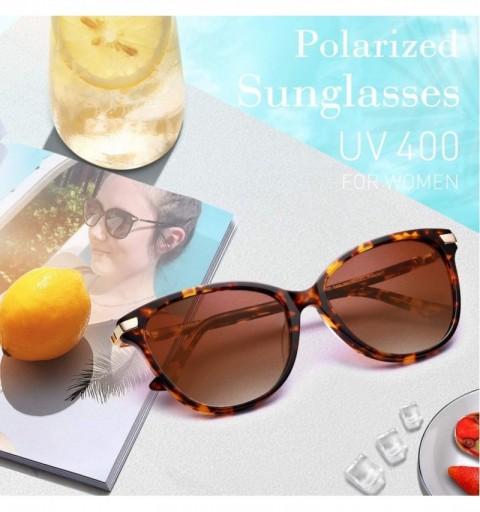 Round Cat Eye Sunglasses for Women Polarized UV Protection Eyewear with Durable Flexible Acetate Frame - C718ATWSMWL $25.63