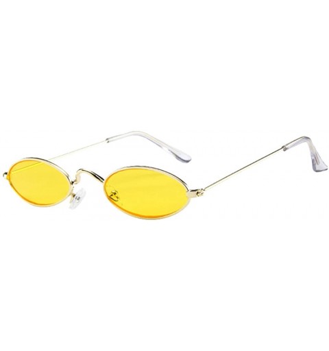 Rimless Fashion Mens Womens Retro Small Oval Sunglasses Metal Frame Shades Eyewear - D - CC193XHXH24 $11.36