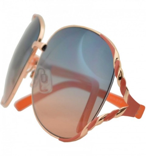 Round Womens Fashion Designer Elegant Butterfly Sunglasses - Gradient UV 400 Protection - Coral + Blue Pink - CZ193Q9AIC6 $14.20