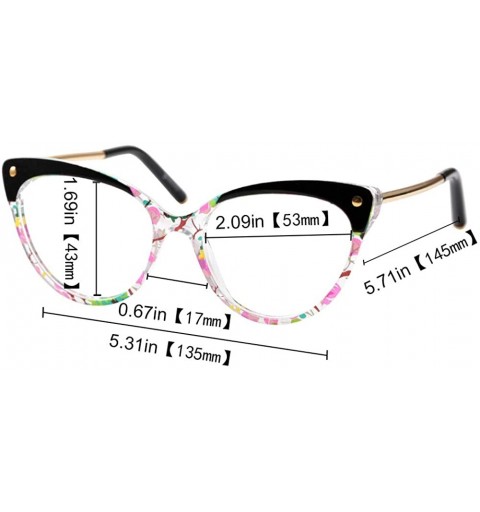 Cat Eye Ladies Oversized Cat Eye Reading Glass Modern Eyeglass Frame - 2 Pairs / Pink + Floral - CV18NIX0T6K $20.85