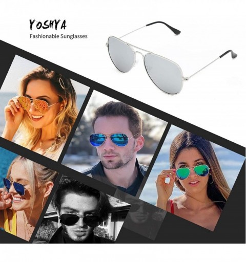 Aviator Aviator Sunglasses for Mens Womens Mirrored Sun Glasses Shades with Uv400 - Silver - CX18LDWDTWK $8.52