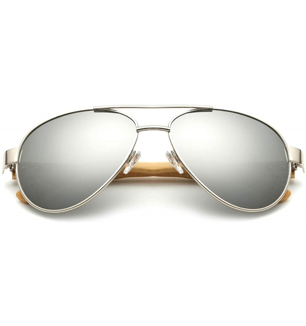 Bamboo Sunglasses Pilot Men Wooden Metal Women Er Mirror Sun Glasses ...