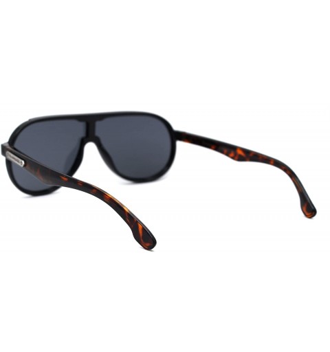 Shield Mens Exposed Lens Edge Plastic Shield Racer Sunglasses - Black Tortoise Black - CK197EG40QW $14.93