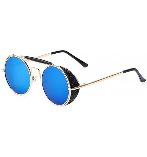 Steampunk Round Sunglasses For Men And Women Retro Personality Double Beam Sunglasses Gold