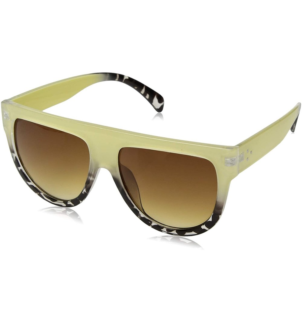Shield BSG1087 Shield Shape Two-Tone Sunglasses with Brown Tint Lense 100% UVA/P Protection - Beige - C718TZNNK62 $14.86